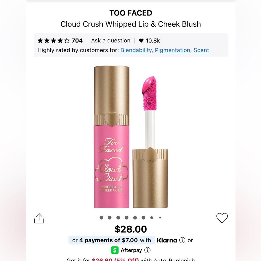 Too faced cloud crush whipped lip & cheek blush